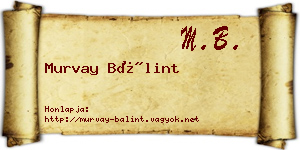 Murvay Bálint névjegykártya